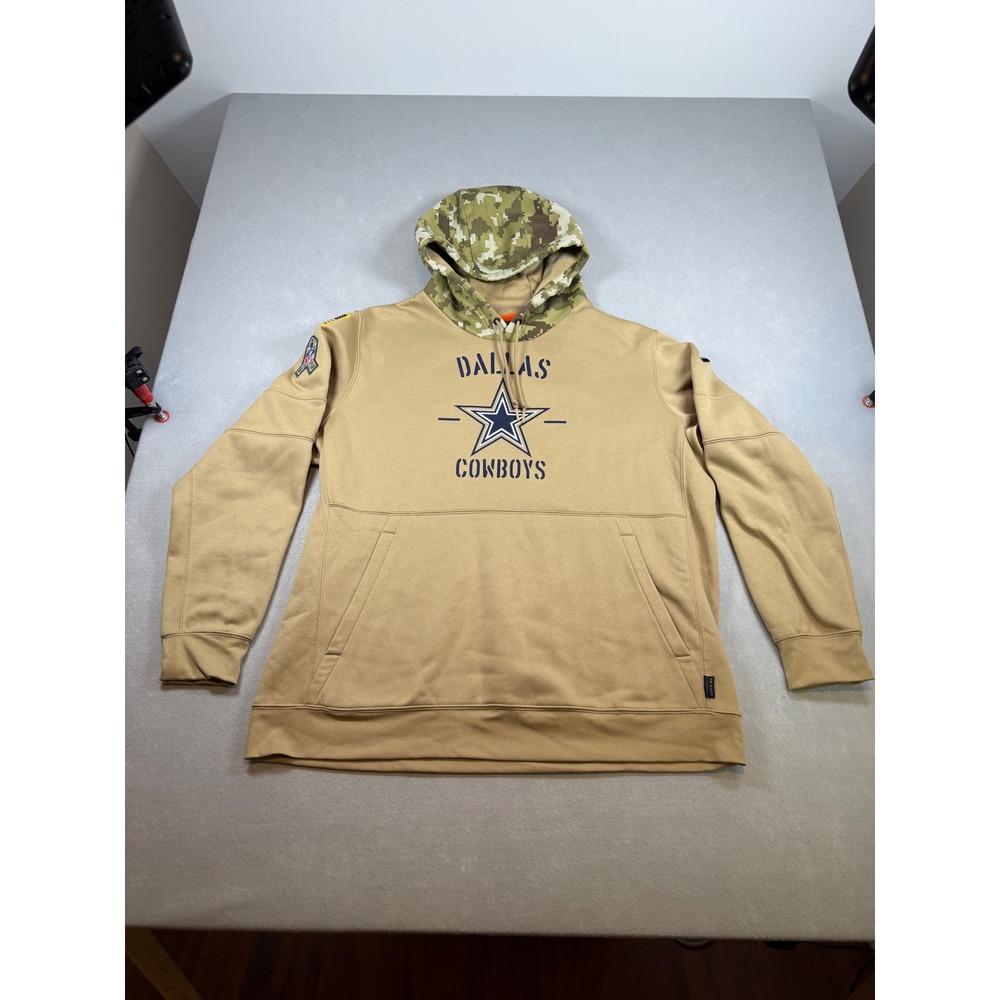 Nike Dallas Cowboys Salute to Service Hoodie Mens XXL Tan Camo NFL Dri-FIT